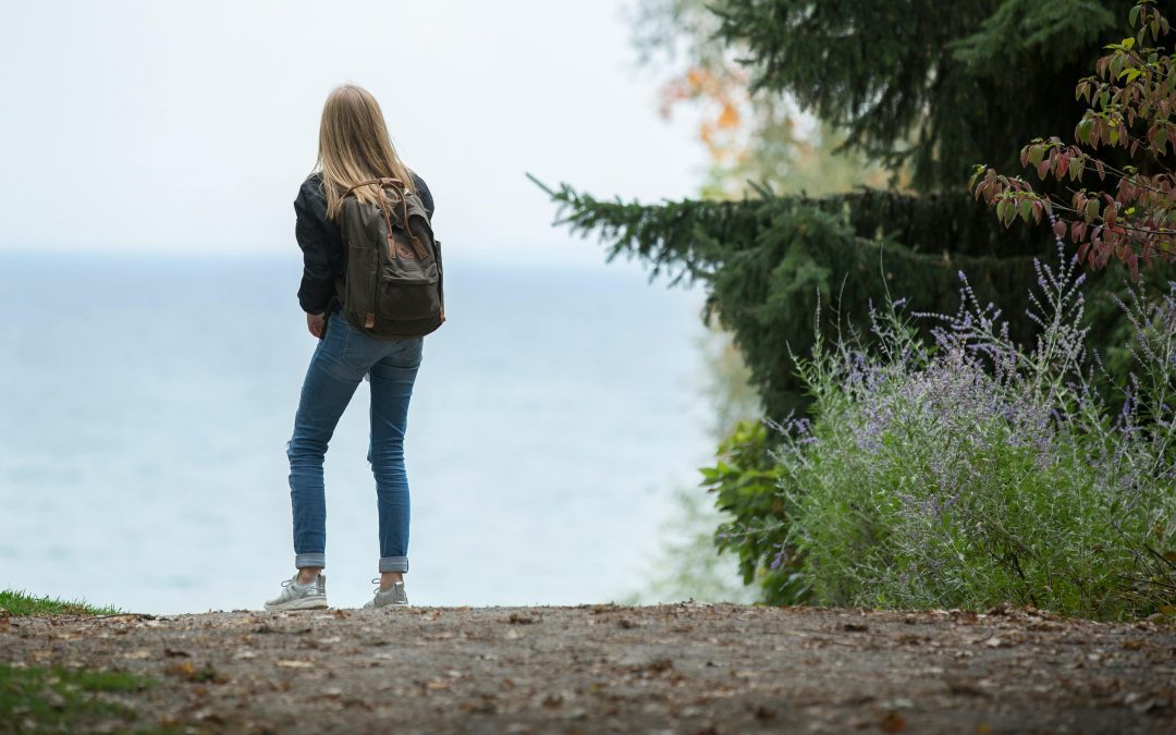 women with a rucksack on her back